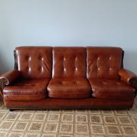 SET DIVANO + 2 POLTRONE IN VERA PELLE