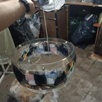 Lampadario a sospensione “Globo” in vetro cromato