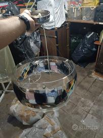 Lampadario a sospensione “Globo” in vetro cromato