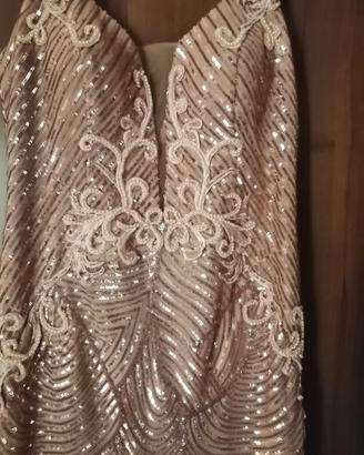 abito per cerimonia rosa antico elegante