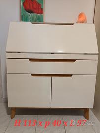 scrittoio secretaire bianco lucido stile nordico