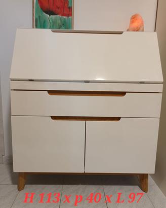 scrittoio secretaire bianco lucido stile nordico