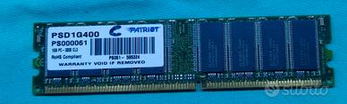 MEMORIA DESKTOP Patriot 1GB DDR DIMM