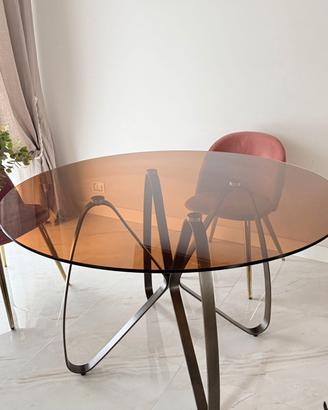 tavolo da pranzo in  vetro temperato fume