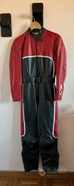 Tuta moto vintage Gaman in pelle rossa nera
