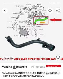 TUBO TURBO INTERCOOLER NUOVO PER NISSAN JUKE 1.5 D