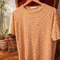 T-shirt floreale ultra leggera giallo/arancio