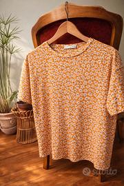 T-shirt floreale ultra leggera giallo/arancio