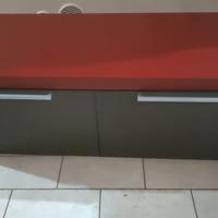 2 mensole + mobile tv wengè rosso 120x60