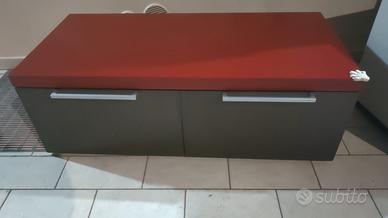 2 mensole + mobile tv wengè rosso 120x60