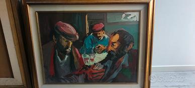 Dipinto "Giocatori di carte". F. Mancini 