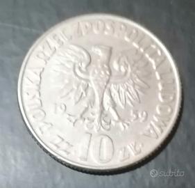 Moneta da 10 Zlote "Copernico" 1959 Polonia