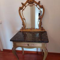 Consolle dipinta a mano con specchio vintage