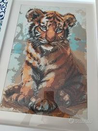 quadro a perline fatto a mano tigre