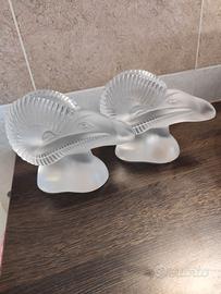 Coppia di fermalibri vintage Lalique- Testa Ariete