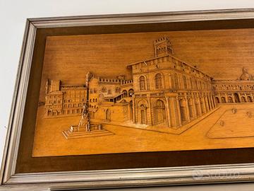 Quadro in legno Bologna 1979 firmato A. Ruggeri 