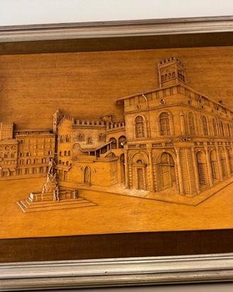 Quadro in legno Bologna 1979 firmato A. Ruggeri 