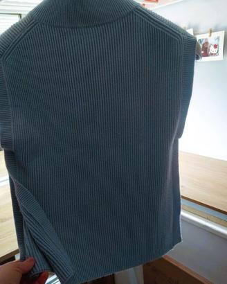 💙 Gilet in maglia azzurro – Collo alto con zip 💙