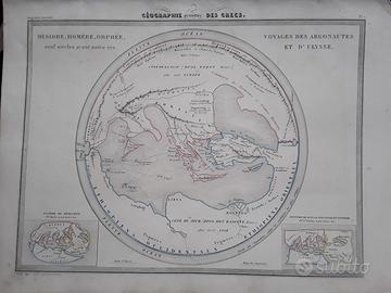 Carta geografica antica dell'Ottocento