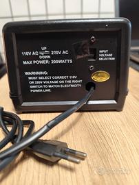convertitore di tensione 110v-220v, max 200 watt 