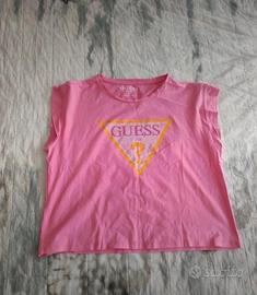 t-shirt a maniche corte rosa guess donna 