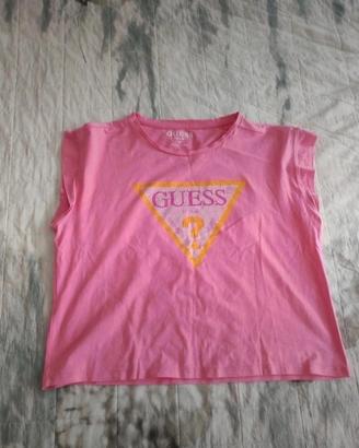 t-shirt a maniche corte rosa guess donna 