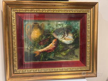 Quadro dipinto a mano natura morta
