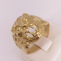 Anello testa di leone in oro 18k