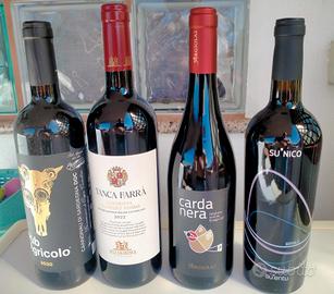 bottiglie di ottimi vini rossi sardi 