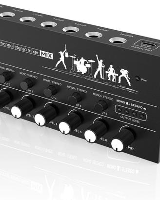 Mini Mixer Audio 6 Canali Controllo Indipendente