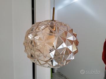 Lampadario a sospensione in metallo e vetro Ambra
