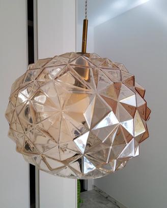 Lampadario a sospensione in metallo e vetro Ambra