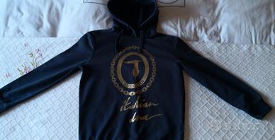 Felpa bimba Trussardi Junior blu logo oro 6 anni