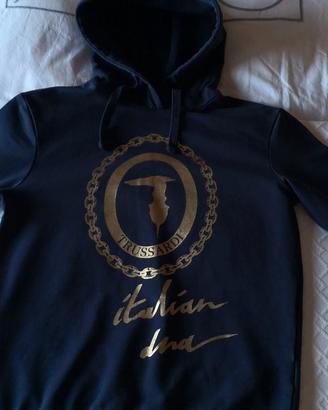Felpa bimba Trussardi Junior blu logo oro 6 anni