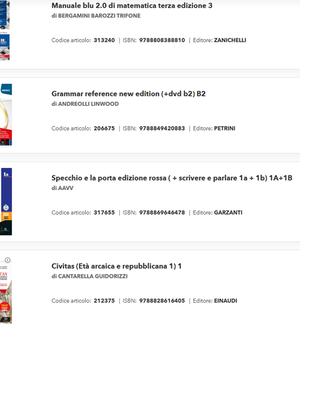 Libri di testo scolastici Liceo Scientifico