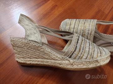 sandali chiusi donna beige e oro n.40