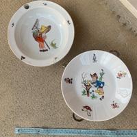 Set 2 piatti termici bimbi anni 70 con carillon