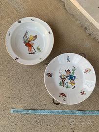 Set 2 piatti termici bimbi anni 70 con carillon
