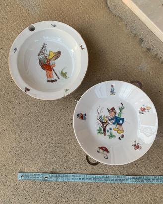 Set 2 piatti termici bimbi anni 70 con carillon