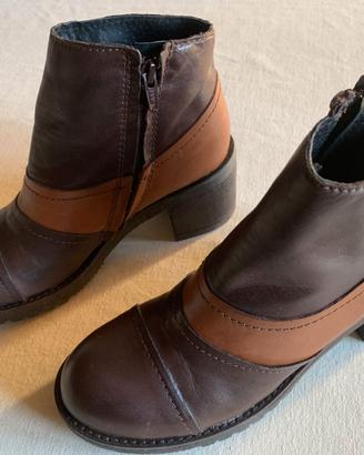 Stivaletti donna pelle Made in Italy marrone cuoio
