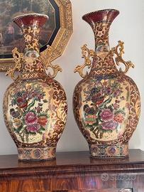 Vasi Cinesi (coppia) grandi, con pavoni e fiori