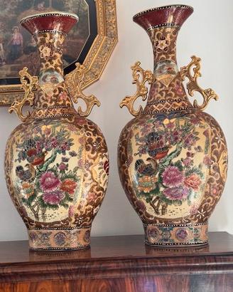 Vasi Cinesi (coppia) grandi, con pavoni e fiori