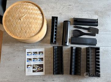 Vaporiera in bamboo + Kit per sushi