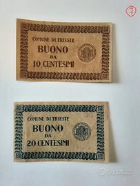 buono da 10 centesimi e  20 centecomune di Trieste