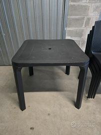 Tavolo con sedie in plastica da esterno