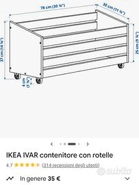 Contenitore con rotelle Ivar (Ikea)