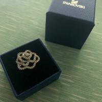 Anello argento fiore rosa brillantini Swarovski