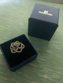Anello argento fiore rosa brillantini Swarovski