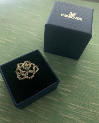 Anello argento fiore rosa brillantini Swarovski