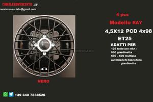 CERCHI RAY NERO 4,5x 12 4x98 FIAT 126 600 900 850